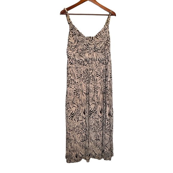 H&M Pale Pink Strappy Maxi Dress Animal Print Size Large - Picture 1 of 12